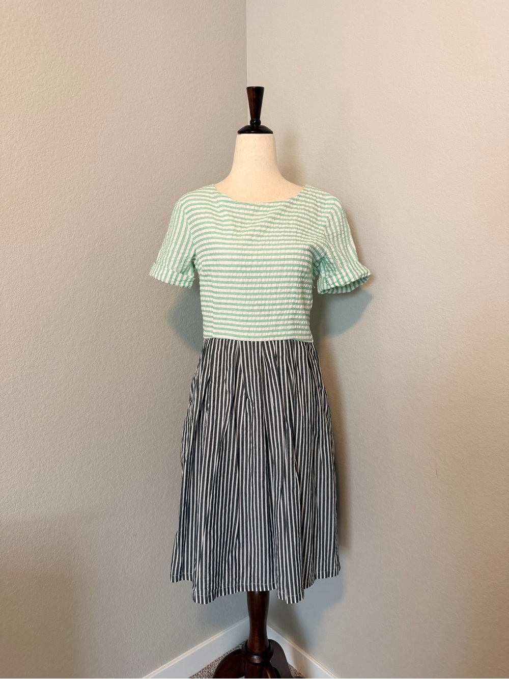 Fervour for ModCloth Mixed Stripe Seersucker Fit & Flare Dress